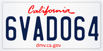 CA license plate 6VAD064