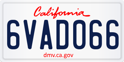 CA license plate 6VAD066