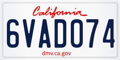 CA license plate 6VAD074