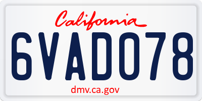 CA license plate 6VAD078