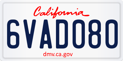 CA license plate 6VAD080