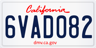 CA license plate 6VAD082