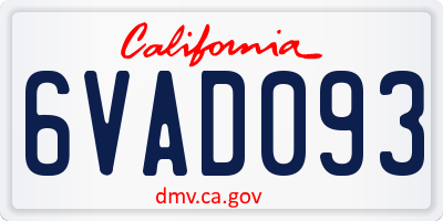 CA license plate 6VAD093