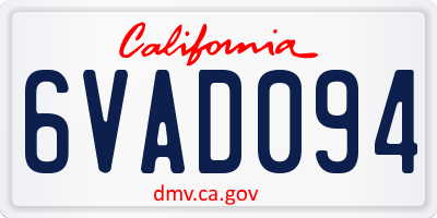 CA license plate 6VAD094