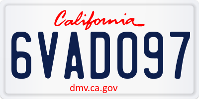 CA license plate 6VAD097
