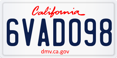 CA license plate 6VAD098