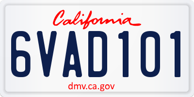 CA license plate 6VAD101
