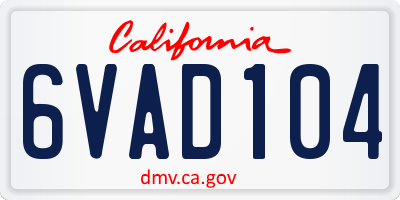 CA license plate 6VAD104