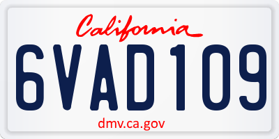 CA license plate 6VAD109