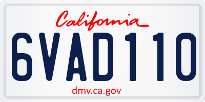 CA license plate 6VAD110