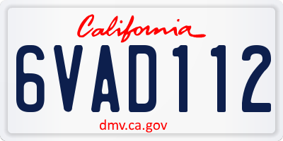 CA license plate 6VAD112