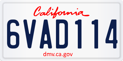 CA license plate 6VAD114