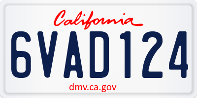 CA license plate 6VAD124