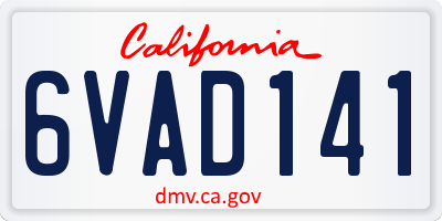 CA license plate 6VAD141