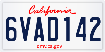 CA license plate 6VAD142