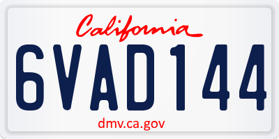 CA license plate 6VAD144