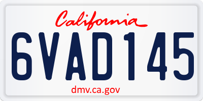 CA license plate 6VAD145