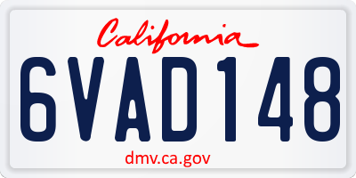 CA license plate 6VAD148