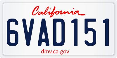 CA license plate 6VAD151