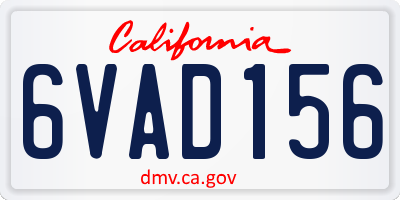 CA license plate 6VAD156