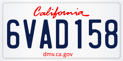 CA license plate 6VAD158