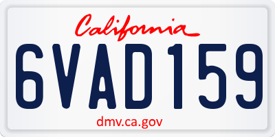 CA license plate 6VAD159