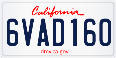 CA license plate 6VAD160