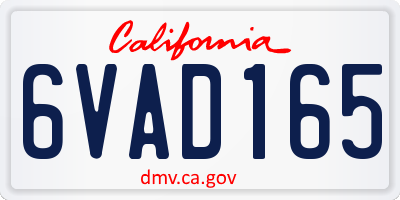 CA license plate 6VAD165