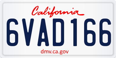 CA license plate 6VAD166