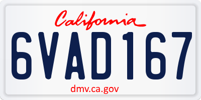 CA license plate 6VAD167