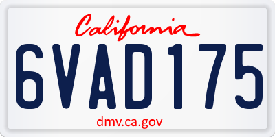 CA license plate 6VAD175