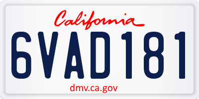 CA license plate 6VAD181