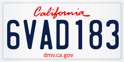 CA license plate 6VAD183