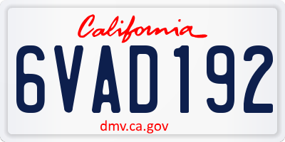 CA license plate 6VAD192