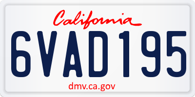 CA license plate 6VAD195