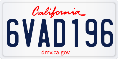 CA license plate 6VAD196