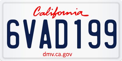 CA license plate 6VAD199