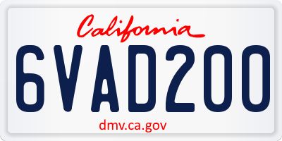 CA license plate 6VAD200