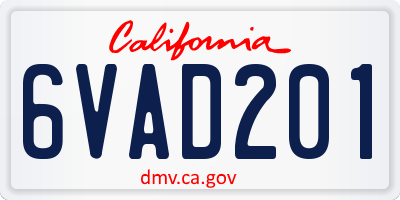 CA license plate 6VAD201