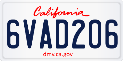 CA license plate 6VAD206