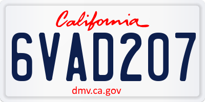 CA license plate 6VAD207