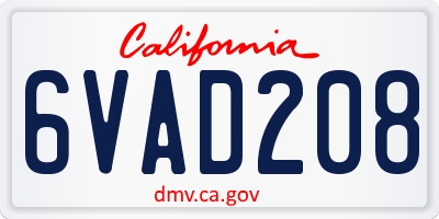 CA license plate 6VAD208