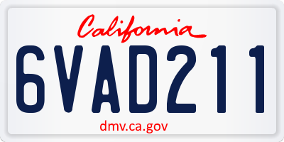 CA license plate 6VAD211