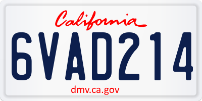 CA license plate 6VAD214