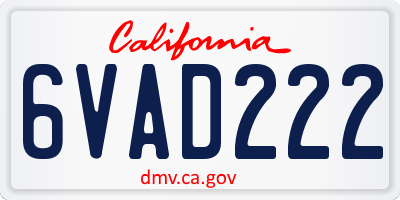 CA license plate 6VAD222