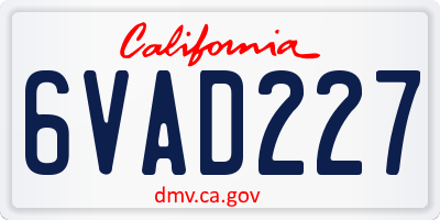 CA license plate 6VAD227