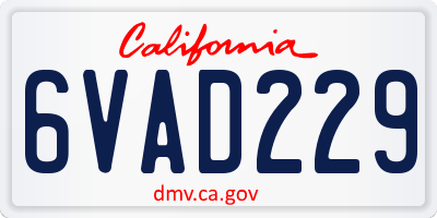 CA license plate 6VAD229