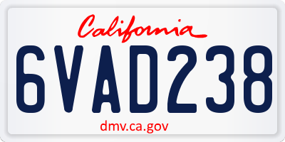 CA license plate 6VAD238
