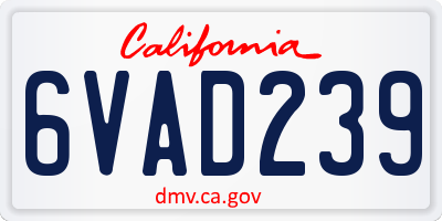 CA license plate 6VAD239