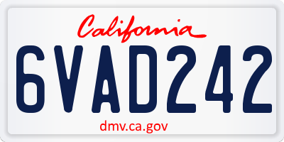 CA license plate 6VAD242